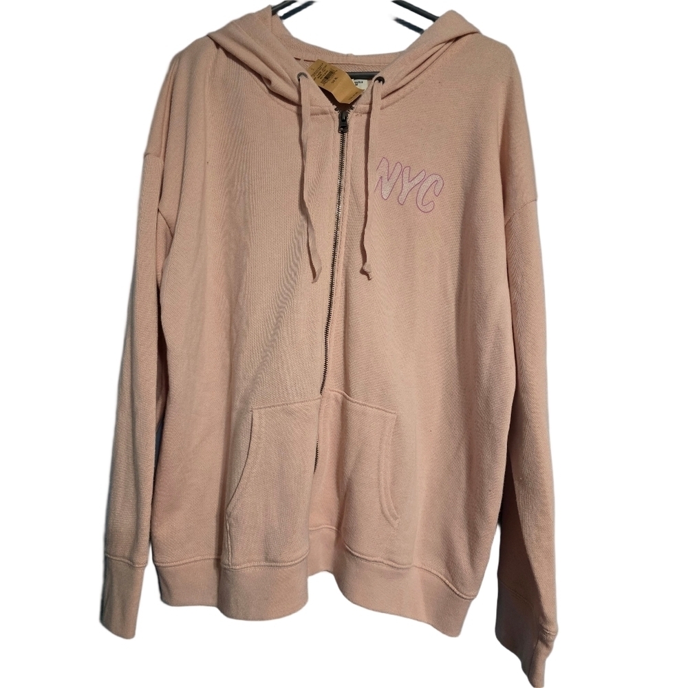 American Eagle Outfitters Light Pink Zip Hoodie with Hood and Zipper NWT XL Y2K